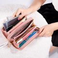 【LAZ Choice】Wallet Woman Double Zipper Long Wallet Fashion Classic Purse Lady Clutch Women's Multi-slot PU Leather Wallets Dompet Wanita 女式钱包 钱包 女錢包 手拿包. 