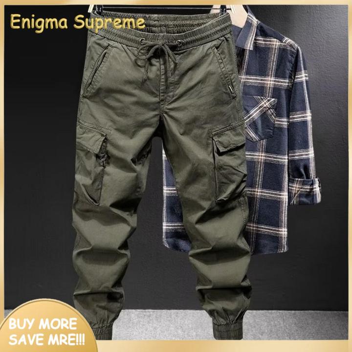 Enigma-%20Loose%20Pants%20Men's%20Cargo%20Pants%20Drawstring%20Elastic%20Waist%20Loose%20Multi%20Pockets%20Solid%20Color%20Soft%20Breathable%20Ankle-banded%20Daily%20Sports%20Streetwear%20Hip%20Hop%20Long%20Trousers%20Style%20Elastic%20Waistband%20Pants%20-%20Image%205