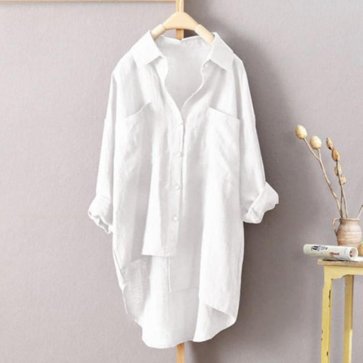 Cotton Flax White Shirt Women 2024 Spring Korean Summer Fashion Long Sleeve Loose Shirt Coat Sunscreen Jacket Oversize Shirt Top