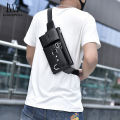 LouisWill Sport Waist Pack Cross Waterproof PU Leather with Headphone Hole. 