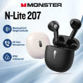 Monster Earbuds N-Lite 207 Bluetooth TWS EarPods IPX5 Waterproof Headset ENC Noise Reduction Earphone With Mic. 
