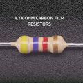 50 PCS | Resistors 1/4W 4.7k Ohm Resistance Axial Lead 4 Bands Carbon Film Resistor for DIY Electronic Circuits Projects / Repairing. 