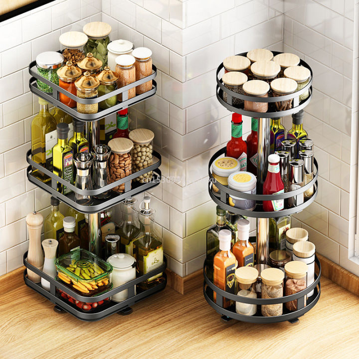 Creativi rotatable kitchen seasoning racks bottle storage sorting multifunctional 1/2/3 layer detachable