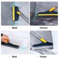 Bathroom Cleaning Brush with Wiper - Long Handle, 120° Rotating Scrubber for Easy Tile and Floor Maintenance 2 in 1 Floor Scrub Brush, V-Shaped Floor Scrub Brush with Long Handle, Bathroom Shower Crevice Cleaning. 