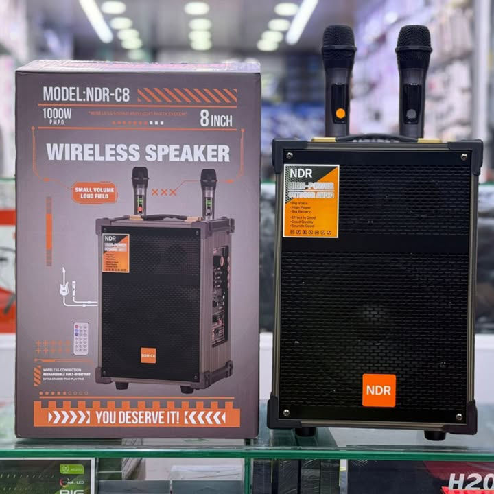 NDR-C8 8" Supper Bass Portable Wireless Bluetooth Speaker with 2 ...