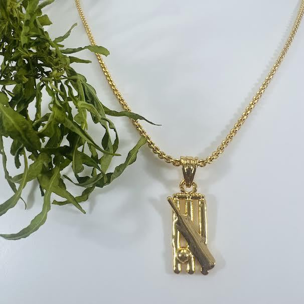 BOOM%20Gold%20Plated%20chein%202MM%20Diamond%20Chain%20with%20Beautiful%20cricket%20pendant%20%20for%20women%20girl%20and%20men,%20boys%20-%20Image%203