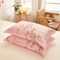 Pink Floral Bed Sheet 3pcs Set Cotton Skin-friendly Girls Bedroom Decoration Bed Cover Dormitory Home Bedding with 2 Pillowcases. 