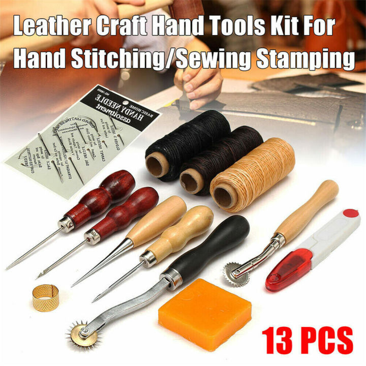 13%20Pc%20%20Professional%20Leather%20Craft%20Tools%20Wooden%20DIY%20Handle%20Awls%20Hand%20Stitcher%20Leathe%20Punch%20Tool%20Shoes%20Repair%20Leather%20Accessories%20-%20Image%204