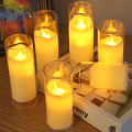 Led Flameless Electric Candles Lamp Acrylic Glass Battery Flickering Fake Tealight Candle Bulk for Wedding Christmas. 
