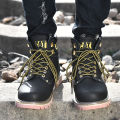 【BestGO】Caterpillar Men Steel Toe Plain Soft-Toe Work Shoes Couple Cowhide Classic Martin Boots for Men Women Size 35-46. 