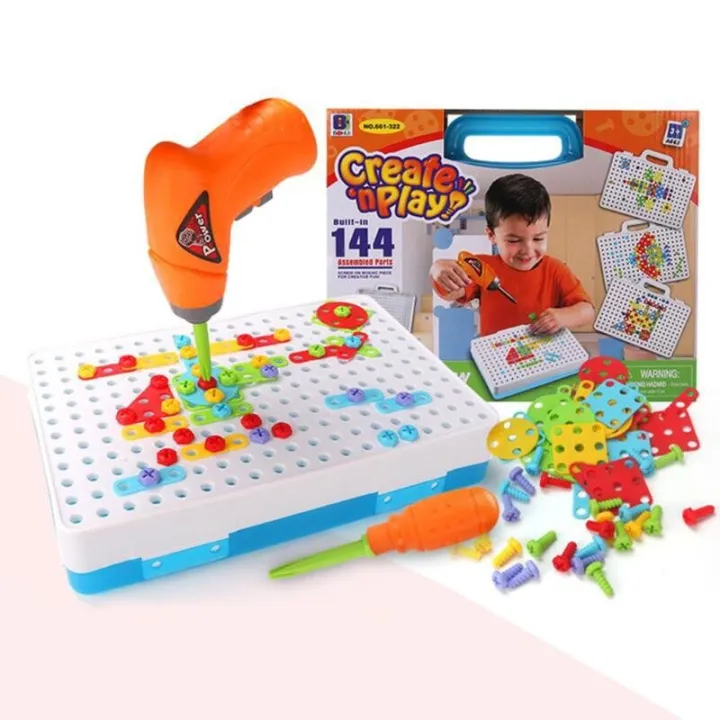 Baby 3D Toys Education DIY Electric Drill Creative Magic Panel Building ...