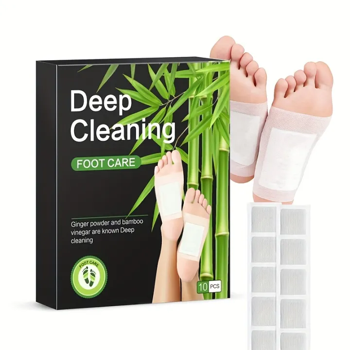 10pcs Bamboo Vinegar Foot Pads - Deep Cleansing,Foot Care Solution for Soft and Smooth Feet - Adhesive Sheets for Easy Use