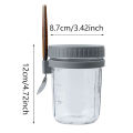 【New-store】 2pcs 12oz Overnight Oats Container Airtight Oatmeal Jars With Lid And Spoon Portable Overnight Oatmeal Cup Reusable.