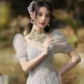 Bridesmaid Dress 2024 New Summer Fairy Elegant Bridesmaid Group Dress Sisters Dress Female Gray Slimming Slim Fit Girlfriends Clothes. 