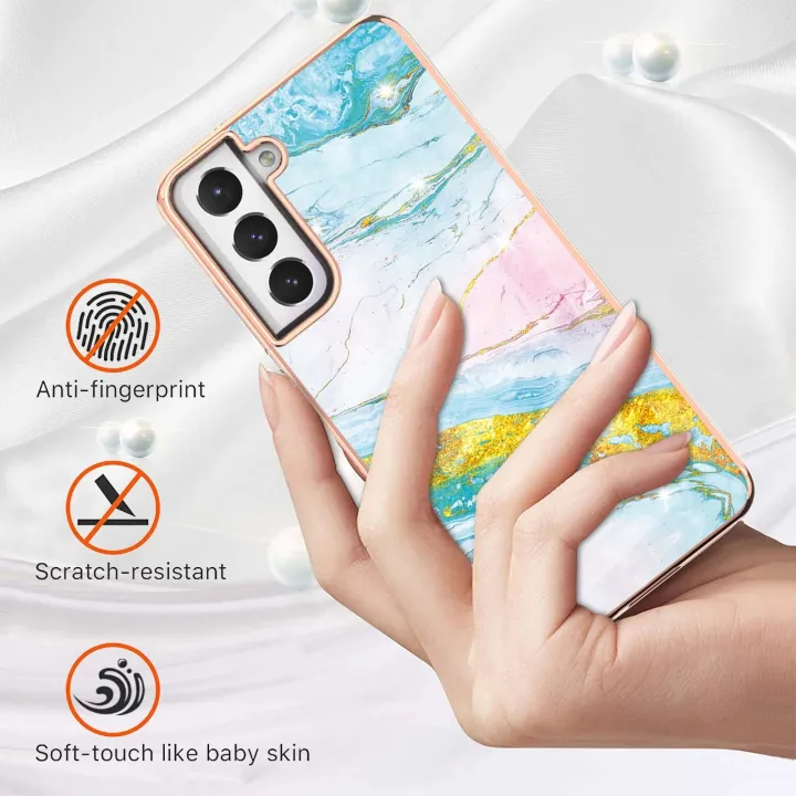 Casing%20for%20Samsung%20Galaxy%20S21%20FE%205G%20Ultra-Thin%20Marble%20Pattern%20Hybrid%20Hard%20Back%20Soft%20TPU%20Bumper%20Protective%20Case%20Cover%20-%20Image%204