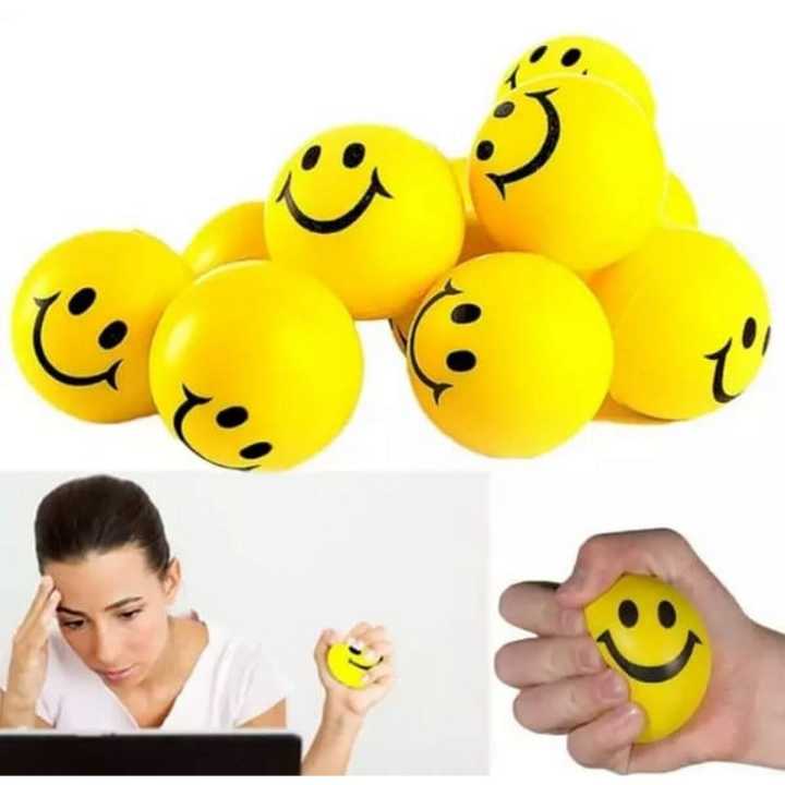 4PCS Happy Smile Face Anti Stress Relief Sponge Foam Ball Hand Wrist Squeeze Exercise