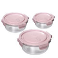 Borosilicate Glass Food Storage Bowl Airtight & Leak-Proof- ( ROUND) Microwave Safe Glass Containers. 