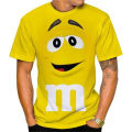 Funny M&M's Chocolate Bean Cartoon 3D Print T Shirt For Men Unisex Casual O-neck Short Sleeve T-shirt Fashion Children Loose Top. 