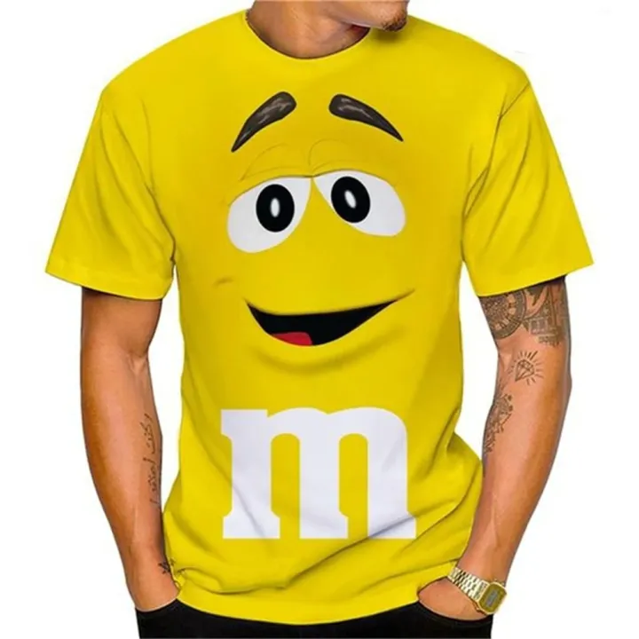 Funny%20M&M's%20Chocolate%20Bean%20Cartoon%203D%20Print%20T%20Shirt%20For%20Men%20Unisex%20Casual%20O-neck%20Short%20Sleeve%20T-shirt%20Fashion%20Children%20Loose%20Top%20-%20Image%202
