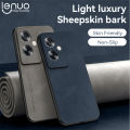 Lenuo Sheepskin Leather Shockproof Case For Oppo A79 5G Luxury Matte Back Cover. 