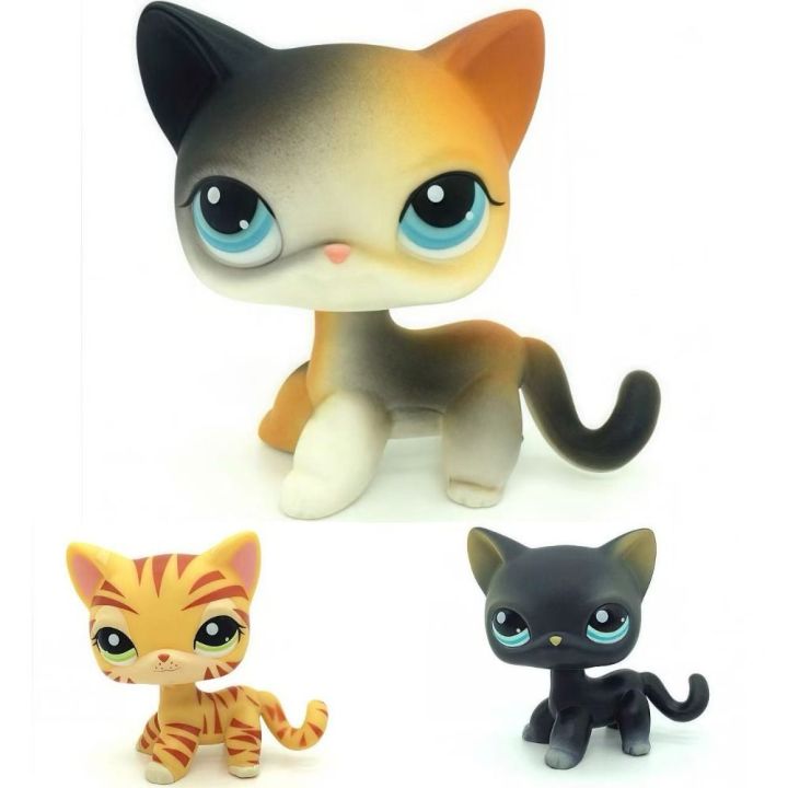 Rare Mini Pet Shop Toy Short Hair Original Lps Toy Stands Blue Eyes Kitten Old Figures Collection