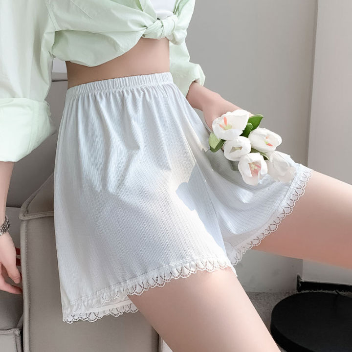Women's Loose Fit Anti-see-through Safety Shorts with Thin Lace Lining - Homewear & Wearable Outside