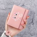 2023 New Women's Wallet Cute Cat Short Wallet Leather Small Coin Purse Girls Money Bag Card Holder Ladies Female Hasp Wallet. 