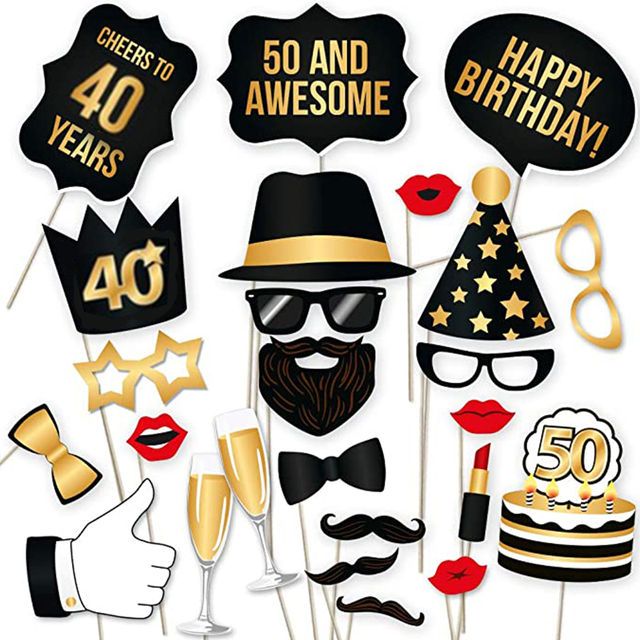 Happy Birthday Photo Booth Props 30 40 60th Anniversary Birthday Decoration Funny Photobooth Props Party Supplies