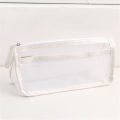 White Pencil case  Large capacity Zipper Pencil box Black Pencil bag for School Office Students Artists Organization. 