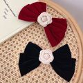 Retro Black Velvet Bow Hairpins for Women Fabric Camellia Flower Hair Clips Headdress Barrette Hairgrip Girls Hair Accessories. 