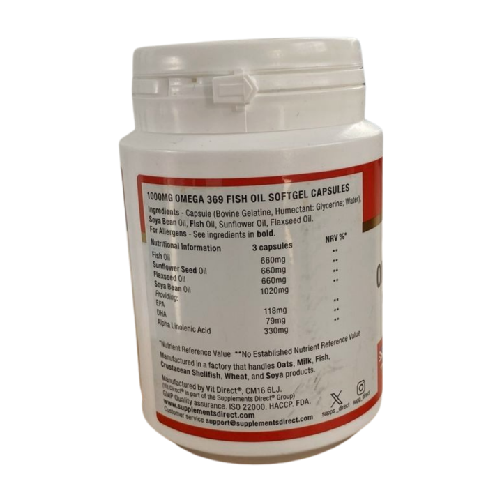 Vit Direct 1000mg Omega Fish Oil 369 Softgel 90 Capsules Bottle | Daraz.lk