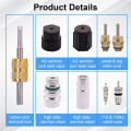 Essential 19PCS Car AC Repair Kit for R12 R134a Systems, Includes Air Conditioning Valve Cores and Service Port Seal Caps. 