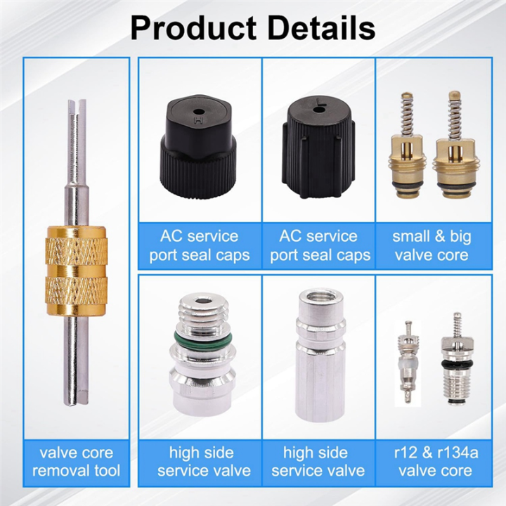 Essential%2019PCS%20Car%20AC%20Repair%20Kit%20for%20R12%20R134a%20Systems,%20Includes%20Air%20Conditioning%20Valve%20Cores%20and%20Service%20Port%20Seal%20Caps%20-%20Image%203