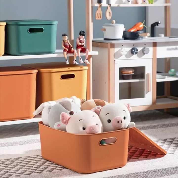 1/2%20Pcs%20Plastic%20Storage%20Bins,%20Stackable%20Baskets%20with%20Lid%20and%20Handle,Colorful%20Desktop%20Box%20Cubby%20Containers%20-%20Image%206