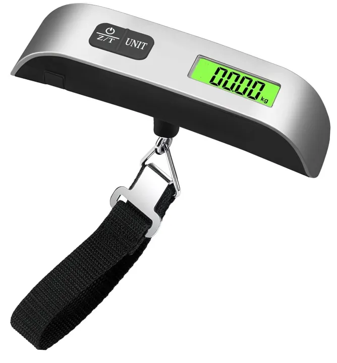 Luggage Scale Digital Electronic LCD Luggage Scale Pocket Weighing Scales Travel Hook Hanging Thermometer 50kg