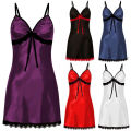 Porno Sleep Dress Women Lace Silk Satin Nightdress Sleeveless Nighties V-neck Nightgown Plus Size 3XL Sleepwear Nightwear. 