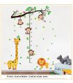 Cartoon Animals Giraffe Monkey Height Measure Wall Sticker For Kids Rooms Growth Chart Nursery Room Decor Wall Art. 