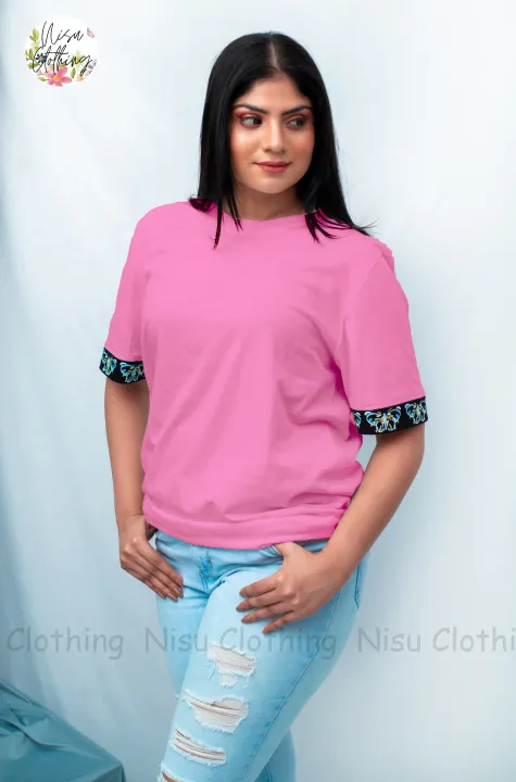 100 % Cotton Butterflies Band Print Baggy T-shirt