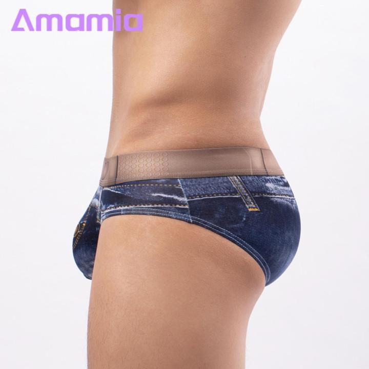 Plus%20Size%20Briefs%20Men's%20Denim%20Print%20Low-rise%20U-convex%20Briefs%20High%20Elastic%20Breathable%20Underwear%20for%20Men%20Briefs%20-%20Image%203