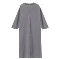 Lazy One-Piece Pajamas Men's Summer Thin Nightdress Mid-Length Button Cardigan Nightgown Men's Pine Pure Cotton Soft. 