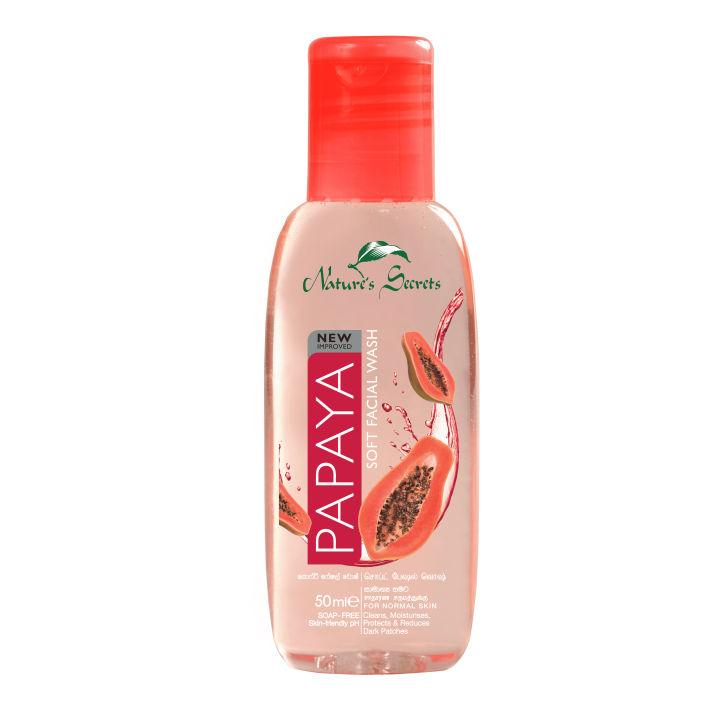Nature's Secrets Papaya Soft Facial Wash 50ml Gentle Face Cleanser for Daily Skin Care Refreshing Formula
