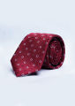 SIGNATURE PRINTED RED COLOR SLIM TIE. 