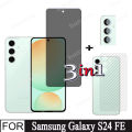 Samsung Galaxy S24FE Matte Privacy tempered Glass For samsung S24 FE S23FE 3 in 1 Anti Blue Light Ray Tempered Glass Screen Protector and Camera Lens Glass Protector. 