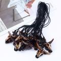 Intricate design Bull skull pendant necklace Unique Adjustable size Handcrafted Leather jewelry  leather Ethnic pendant for Casual wear Hipster fashion Festival accessory Gift for men Western-themed. 