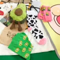 Cute Fruit Pattern Crew Women Cute Kiwi Cow Pineappl Happy Funny Green Pink White Gift Yellow Japanese. 