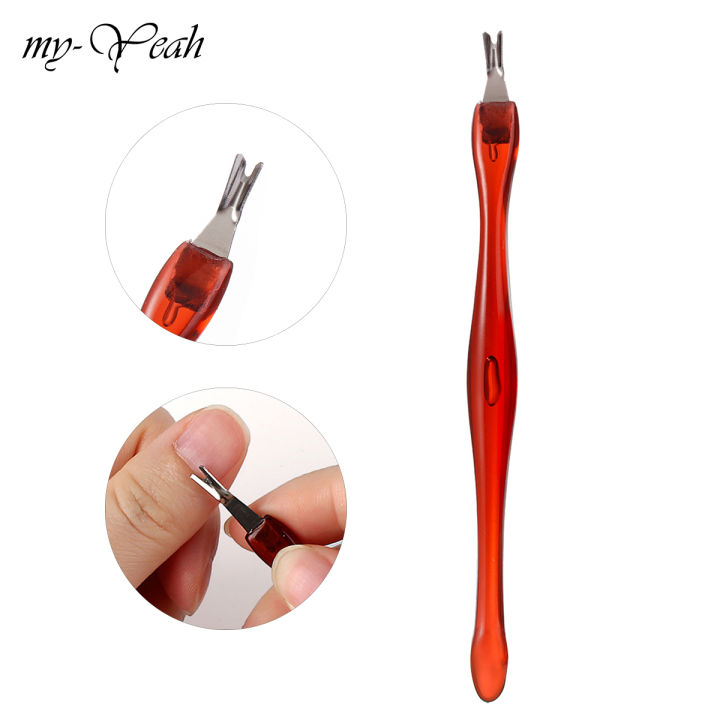 Myyeah 1 Piece Brown Color Stainless Steel Nail Art Dead Skin Fork Finger Cuticle Pusher Remover Manicure Care Tool