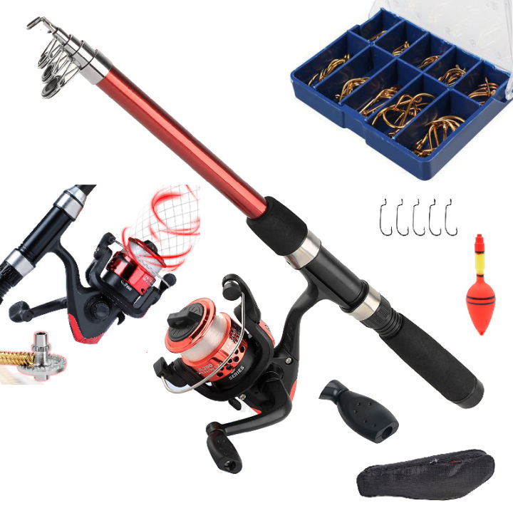 Fishing Rod Reel Full Kit Telescopic Fishing Pole Spinning Reels 3.0M ...