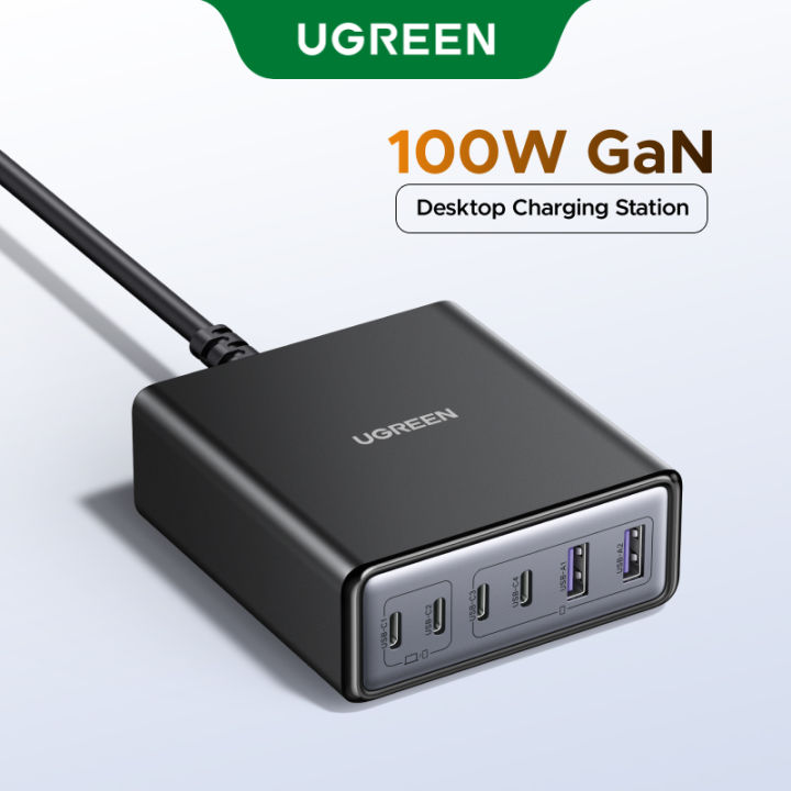 UGREEN PD100W 6-port GaN Desktop Fast Charging Station Charger with 4 ...