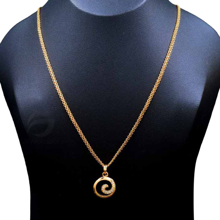 Gold Plated Chain With Pendant 18/24 inch 02MM Bismark Chain with Medium Derana Pendant Necklace for Ladies & Girl