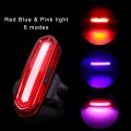 Deemount Rechargeable COB LED USB Mountain Bike Tail Light Taillight MTB Safety Warning Bicycle Rear Light Bicycle Lamp-Red Blue Pink. 